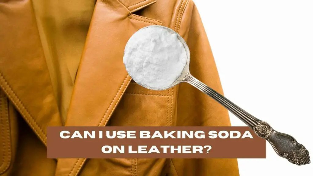 Photo of a leather jacket with a baking soda spoon on top. Can I Use Baking Soda on Leather?