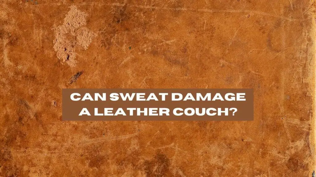 Photo of a piece of brown leather with stains and marks caused by sweat. Can Sweat Damage a Leather Couch?
