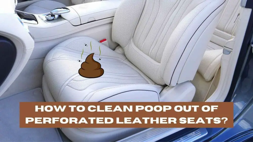 Photo of perforated leather seats with a poop drawing on top of it. How to Clean Poop Out of Perforated Leather Seats?